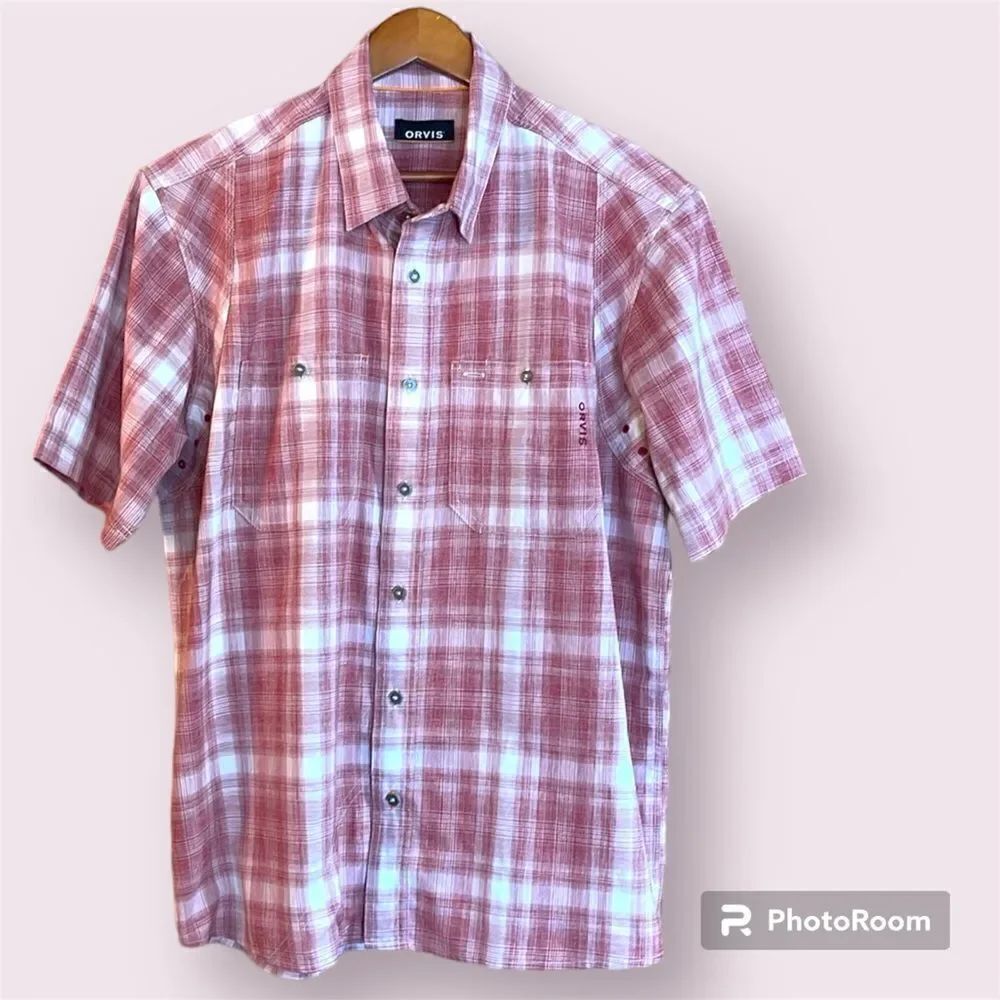 ORVIS Plaid Short Sleeve Button Down Shirt